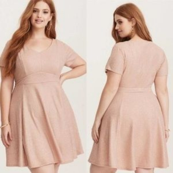 Torrid sz 3 Rose Gold sparkly skater dress - Picture 2 of 3